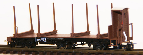 Ferro Train 805-381 - Austrian ÖBB Jblm/s 34681 3-ax flat car w.stanchions, br.cab